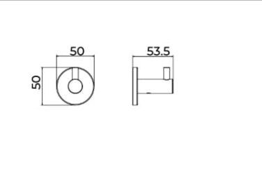 Desenho técnico com dimensões do cabide para casa de banho Imex Série Essential.