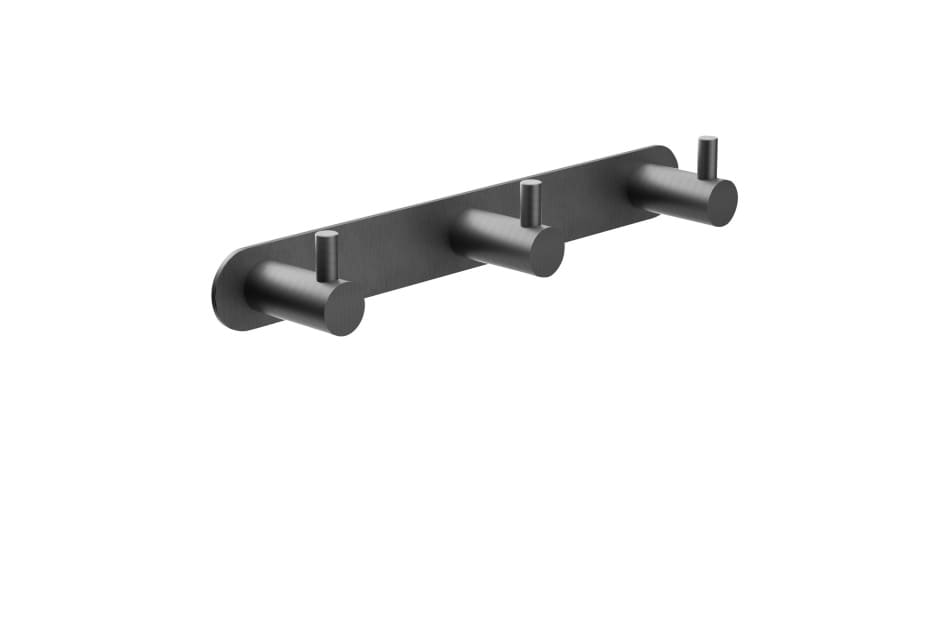 Cabide triplo para casa de banho Imex Série Essential em acabamento black gun metal.