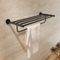 Toalheiro prateleira para casa de banho Série Essential em acabamento preto mate