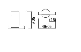 Desenho técnico e esquemático com dimensões do cabide para casa de banho Imex Série Time.