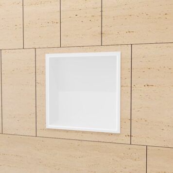 Nicho de encastrar casa de banho em aço inox acabamento branco mate.