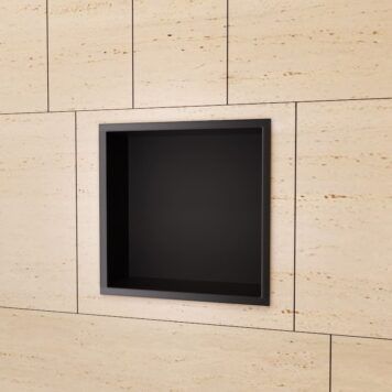 Nicho de encastrar casa de banho em aço inox acabamento preto mate.