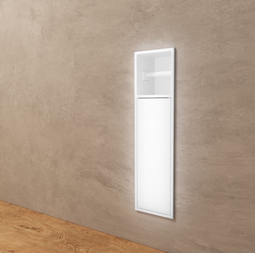 Nicho de Encastrar para Porta-Escovas Egean 17x60cm Branco Mate
