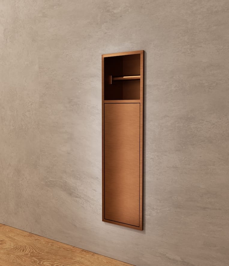 Nicho de Encastrar para Porta-Escovas Egean 17x60cm Ouro Rosa Escovado PVD