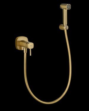 chuveiro higiénico imex série toscana com acabamento ouro escovado.