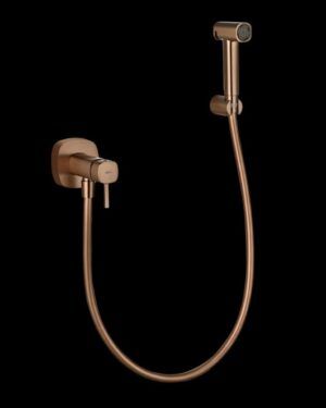 chuveiro higiénico imex série toscana com acabamento ouro rosa escovado.