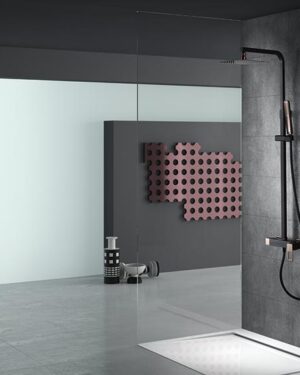 Conjunto de duche Imex série Suecia preto ouro rosa