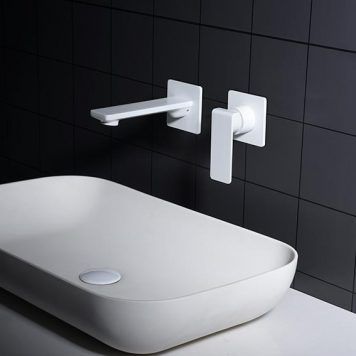 Torneira monocomando de lavatorio embutido Imex série Fiyi ambiente branco mate