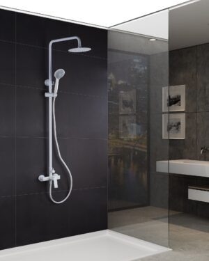 Conjunto de duche Imex série Luxor branco mate