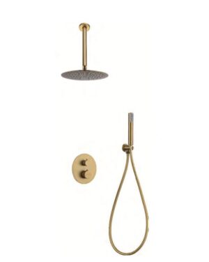 Chuveiro dourado de teto termostático