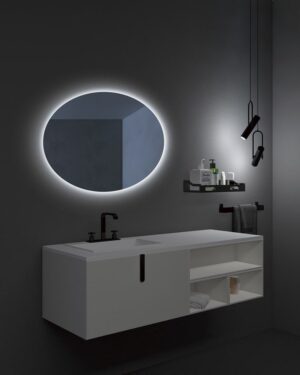 Espelho oval retroiluminado com luz fria