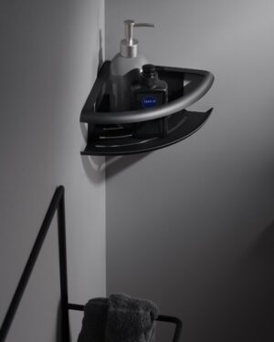 Saboneteira de canto em aço inox. Imex série Dhanu